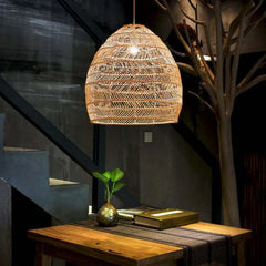 Light Single Pendant For Living Room Modern Metal & Bamboo