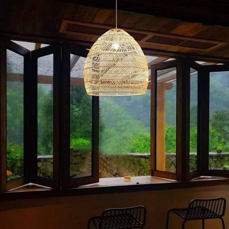 Light Single Pendant For Living Room Modern Metal & Bamboo