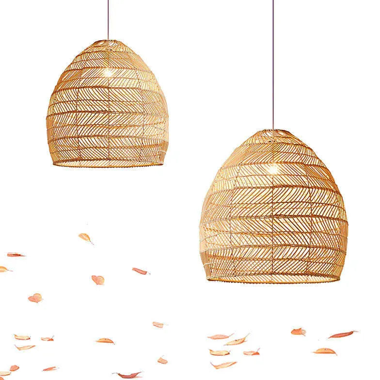 Light Single Pendant For Living Room Modern Metal & Bamboo