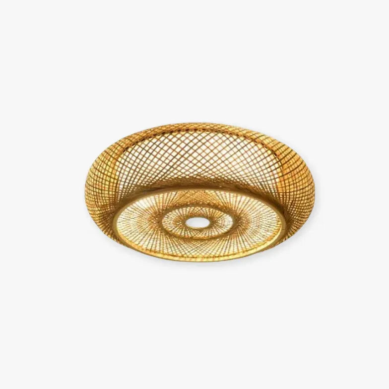 Muto Rattan Woven Rustic Led Flush Mount Light