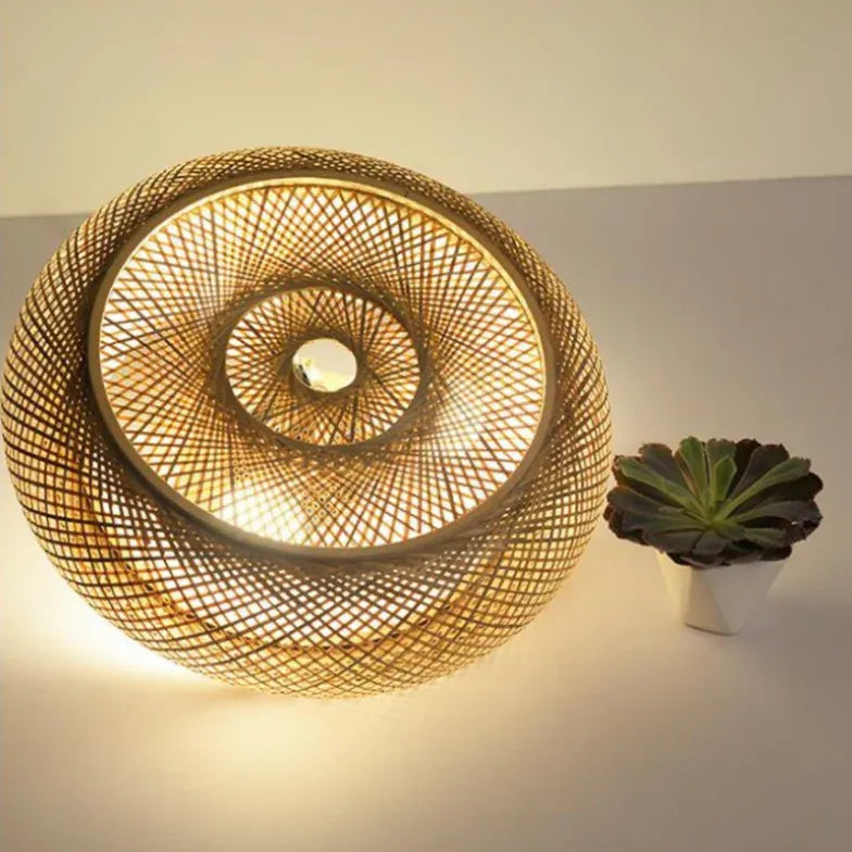 Muto Rattan Woven Rustic Led Flush Mount Light