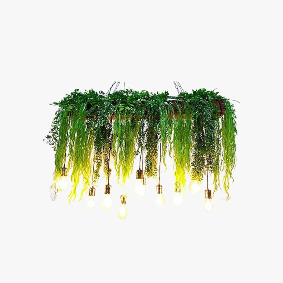 Green Statement Pendant Light For Kitchen Rectangular Nest Metal & Glass Led Without Bulbs