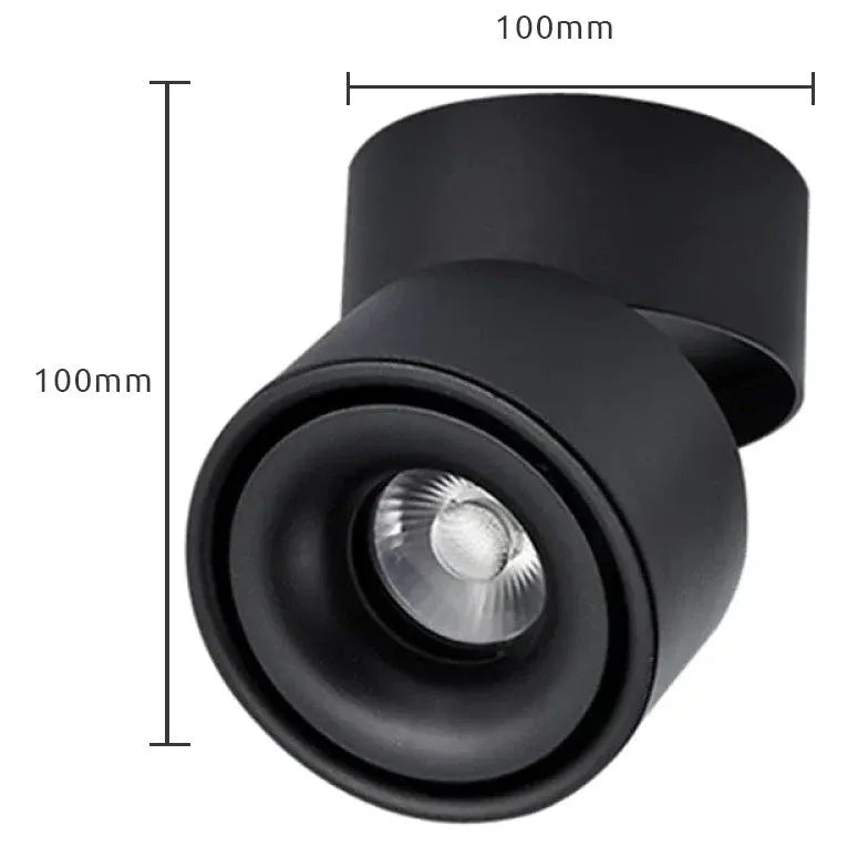 Black Spotlight For Office Round Northern Europe Metal Led