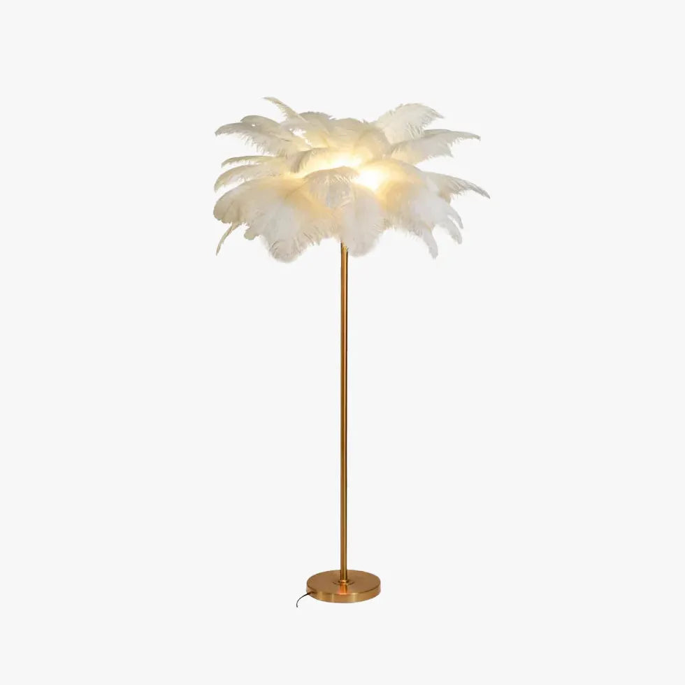 Gold Floor Lamp For Study Room O'moore Metal & Feather Led Warm White Ip20 Plug