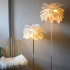 Gold Floor Lamp For Study Room O'moore Metal & Feather Led Warm White Ip20 Plug