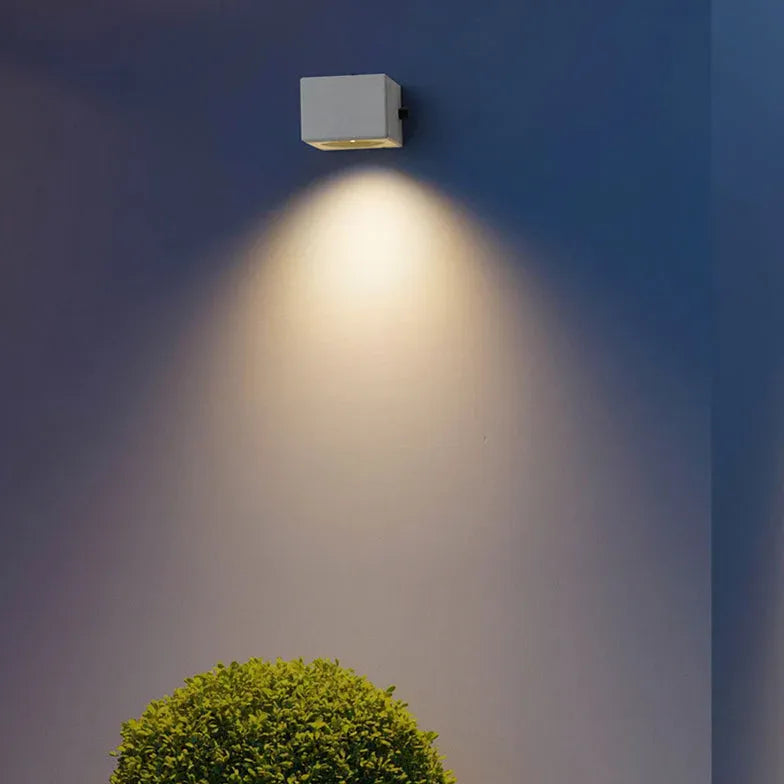 White Outdoor Wall Light Square Orr Cement Led