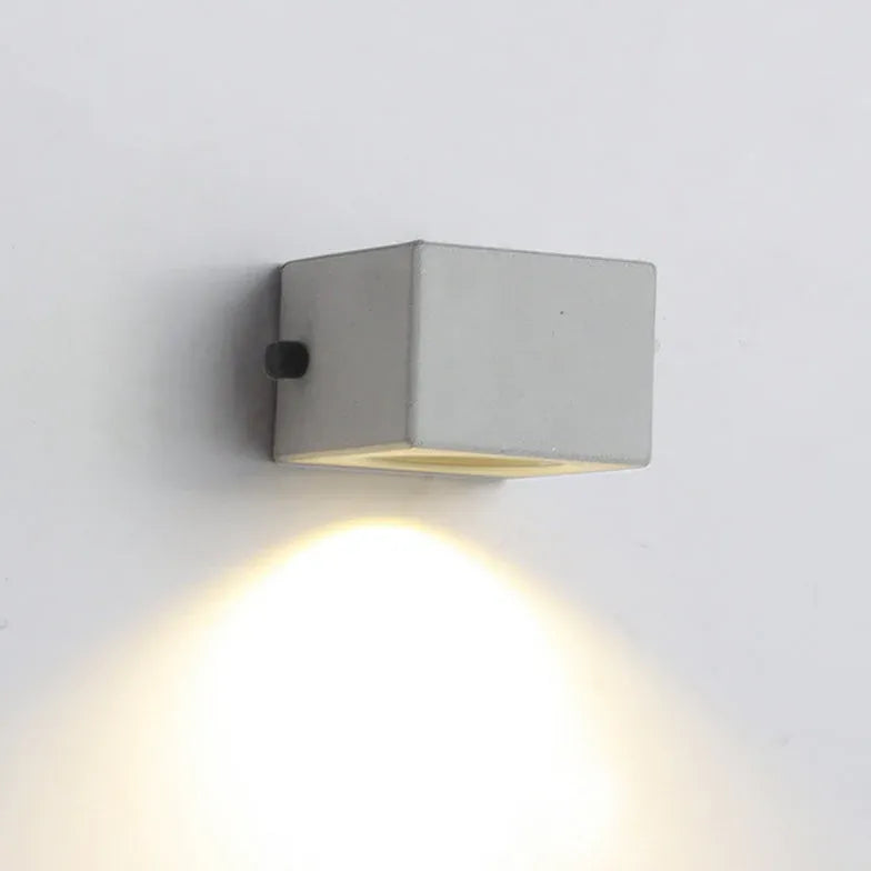 White Outdoor Wall Light Square Orr Cement Led