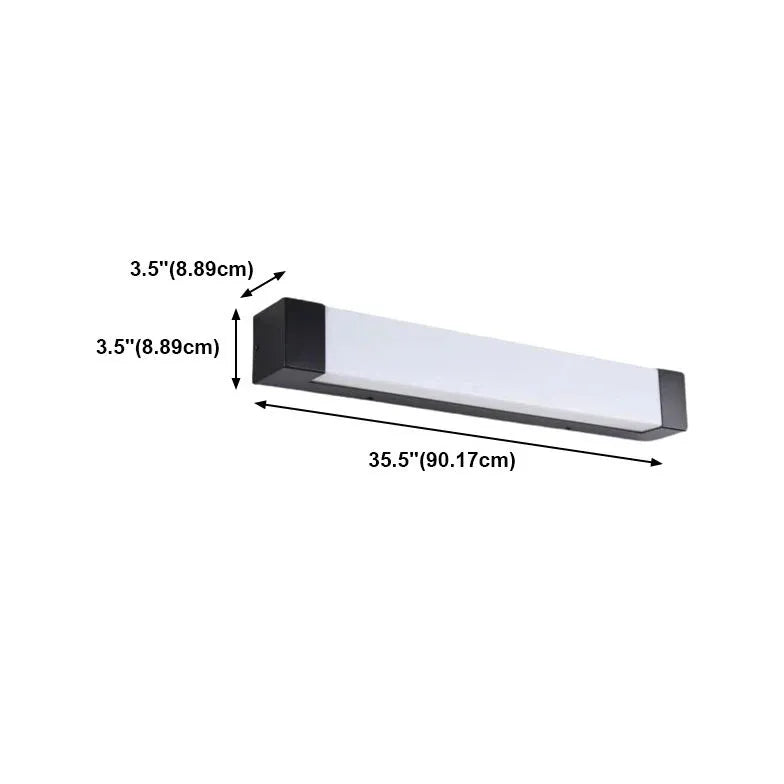 Black Outdoor Wall Light For Bathroom Linear Orr Metal & Acrylic Cool White