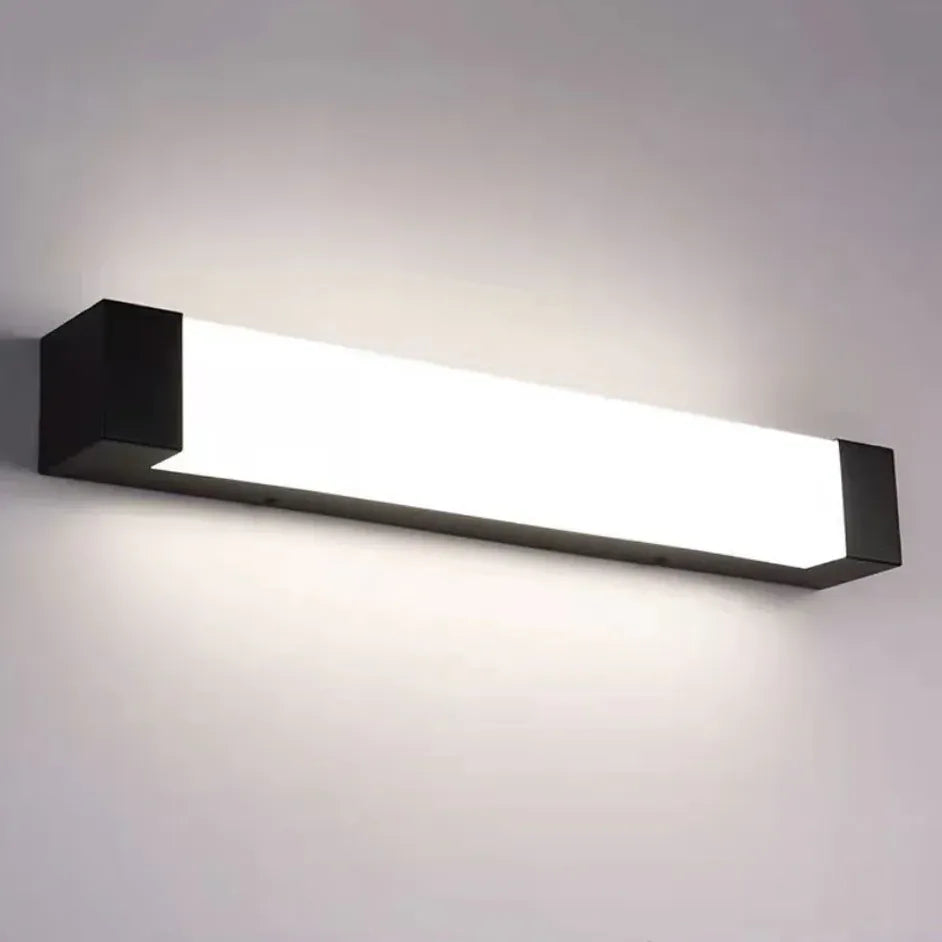 Black Outdoor Wall Light For Bathroom Linear Orr Metal & Acrylic Cool White