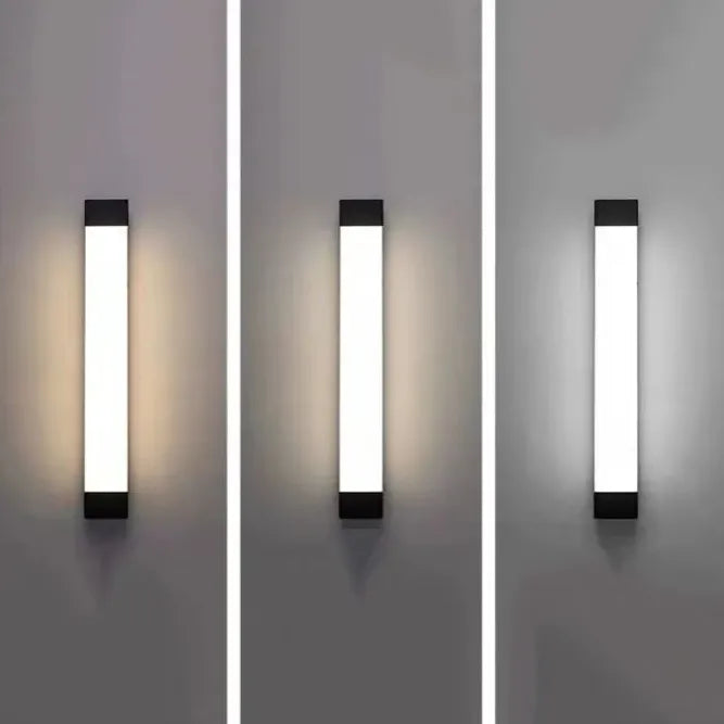 Black Outdoor Wall Light For Bathroom Linear Orr Metal & Acrylic Cool White