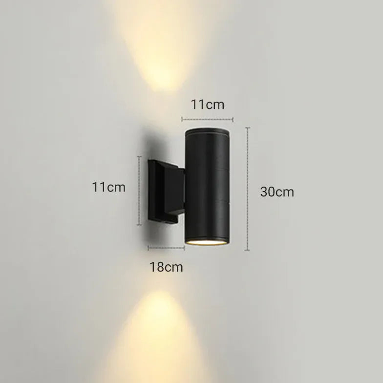 Black Up & Down Light Orr Metal & Glass