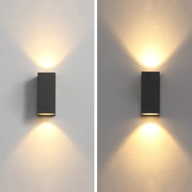 Black Up & Down Light Square Orr Metal & Glass Led