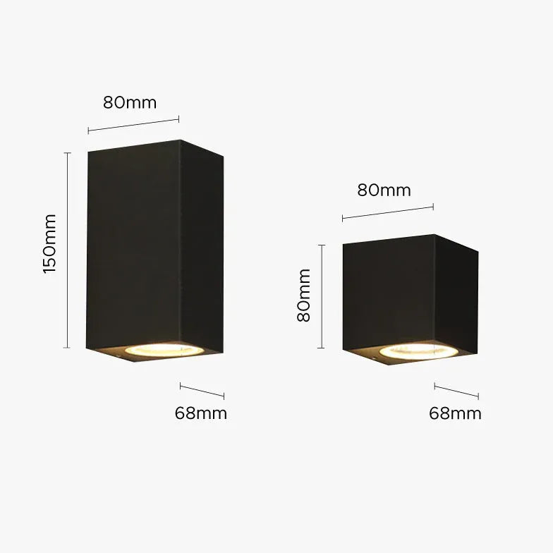 Black Up & Down Light Square Orr Metal & Glass Led