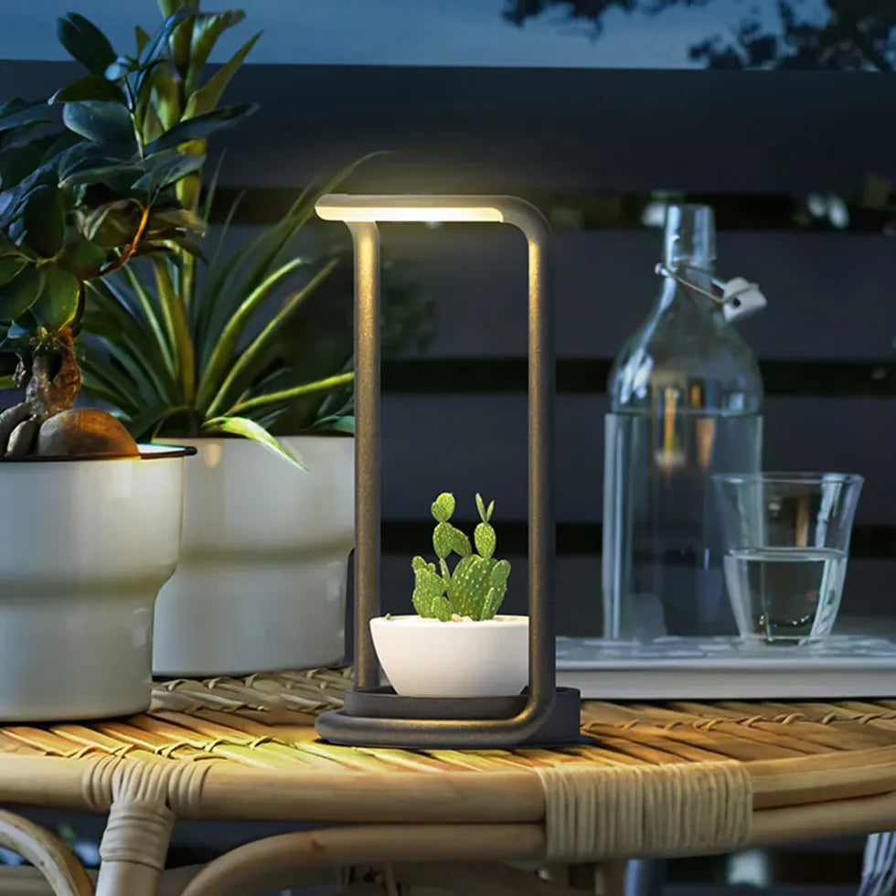 Black Portable & Rechargeable Light Rectangular Orr Metal & Acrylic Warm White Led Ip65 Outdoor