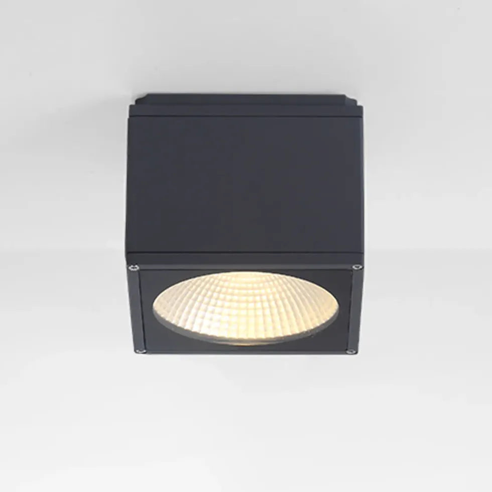 Black Flush Light Orr Metal & Glass Led Warm White