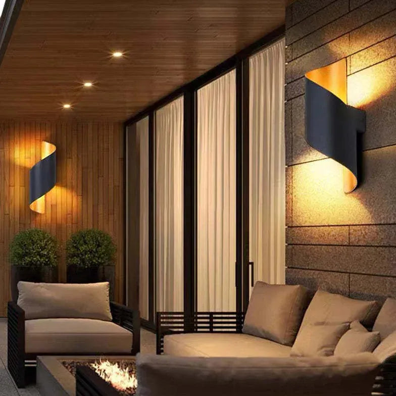 Black Outdoor Wall Light For Bedroom Modern Metal