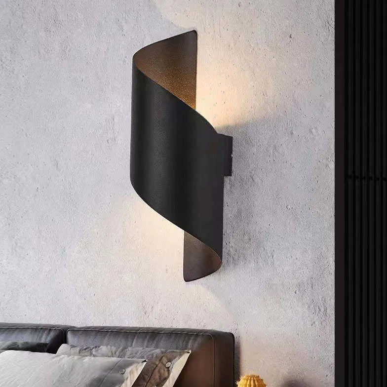 Black Outdoor Wall Light For Bedroom Modern Metal