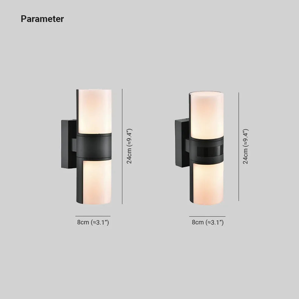 Black Up & Down Light Orr Metal & Acrylic Led Ip65