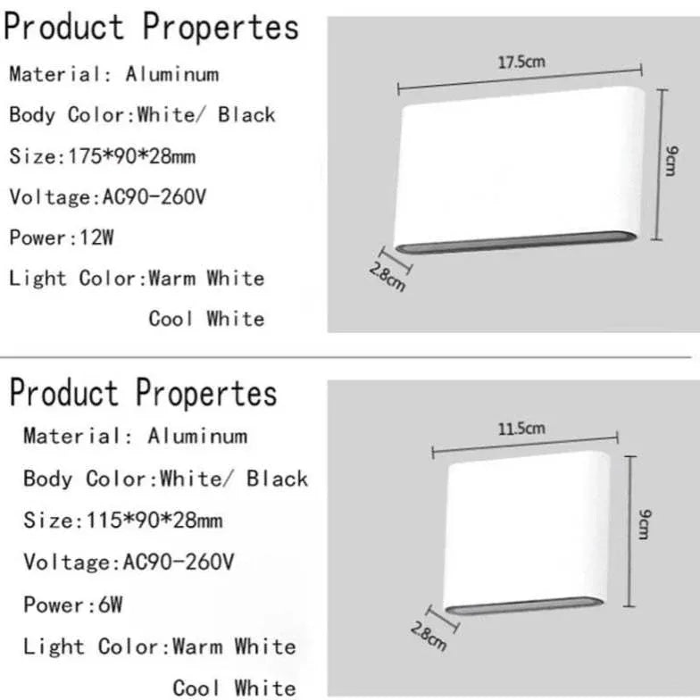 Black Up & Down Light Modern Metal & Acrylic Led Board