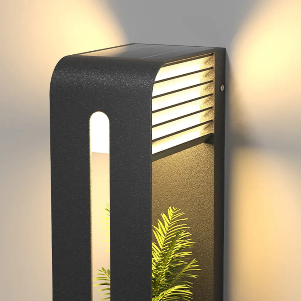 Black Solar Hybrid Rectangular Orr Metal & Acrylic Ip65 Outdoor Led Solar Warm White