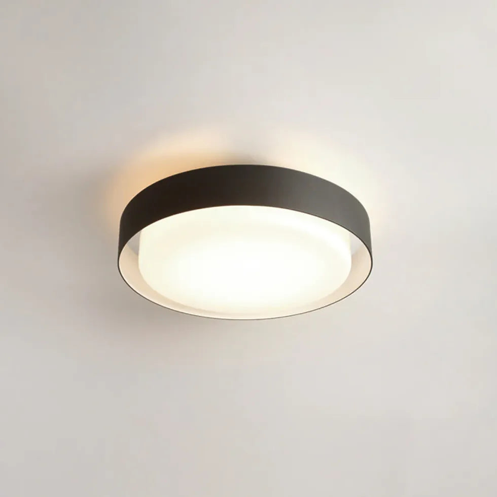 Black Porch Light Round Orr Metal & Acrylic Ip65 Led Warm White Outdoor