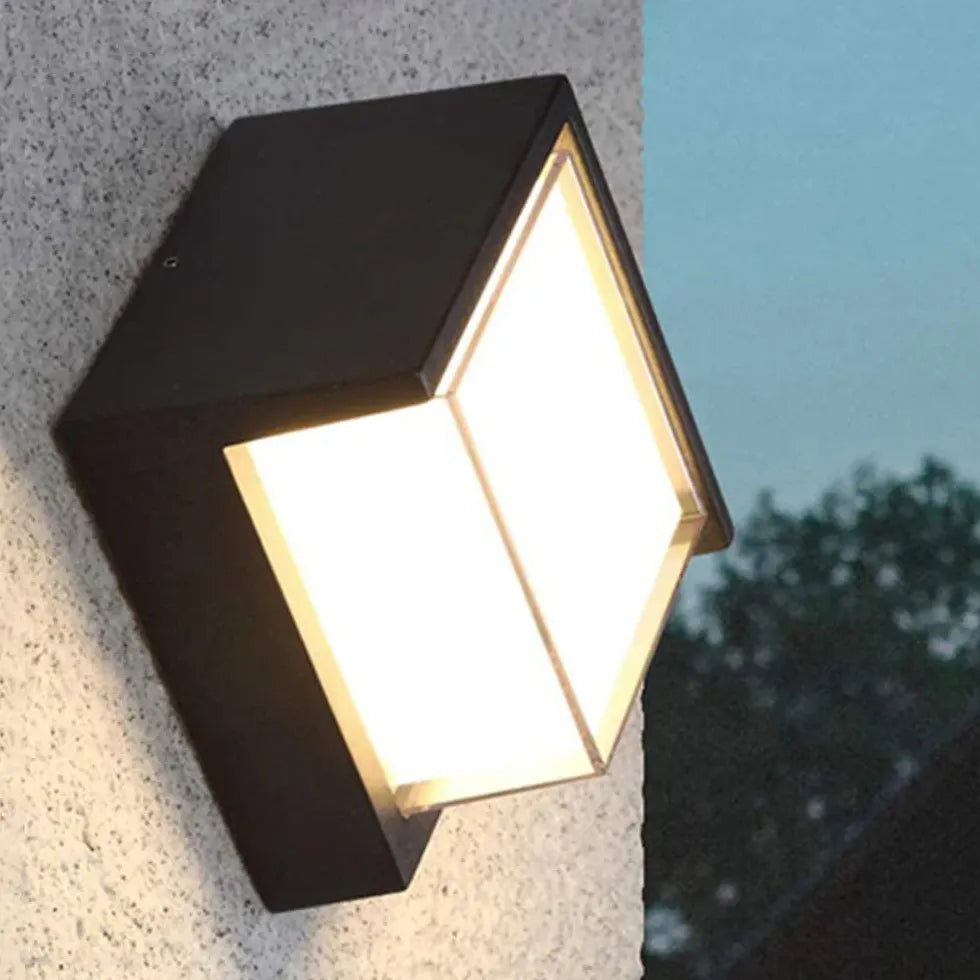 Black Outdoor Wall Light Square Orr Metal Led Outdoor