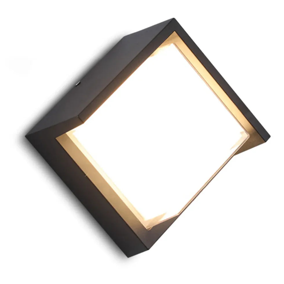 Black Outdoor Wall Light Square Orr Metal Led Outdoor