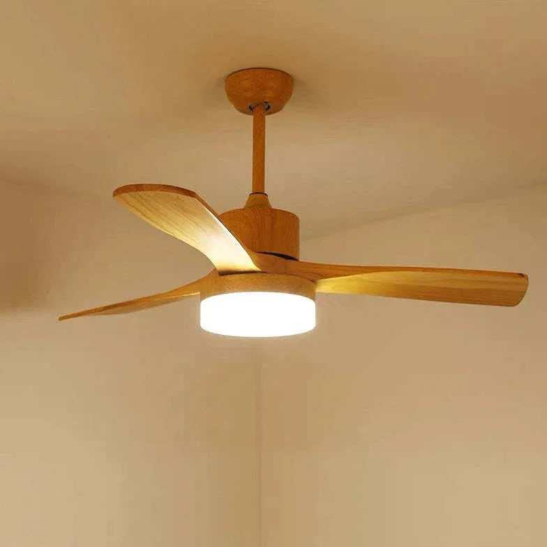 3-blade Ceiling Fan With Light, Wooden