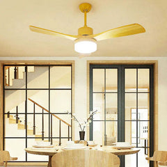 3-blade Ceiling Fan With Light, Wooden