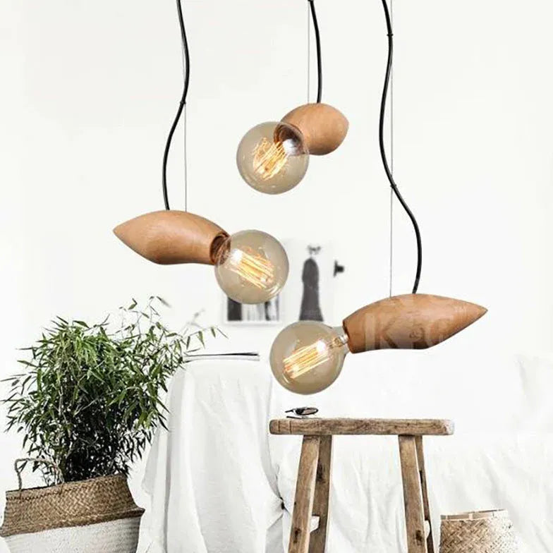 Statement Pendant Light For Bedroom Ozawa Metal & Wood Ip20