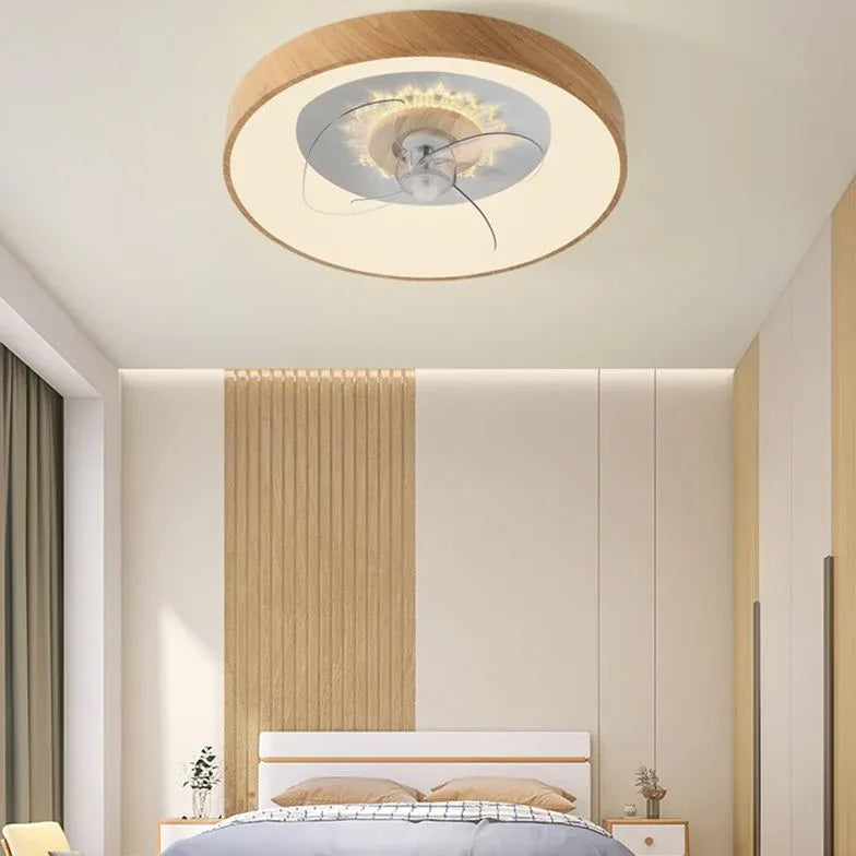 Ceiling Fan With Light For Bedroom Ozawa Metal & Wood Ip20 Dimmable Led