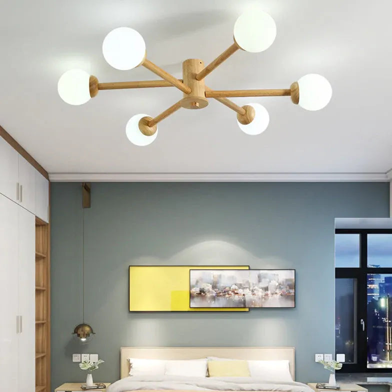 Semi-flush Light For Bedroom Ozawa Wood Led