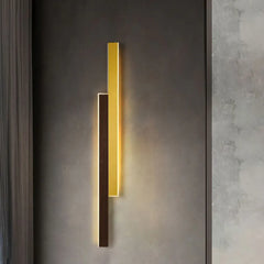 Brown Flush Wall Light For Bathroom Linear Ozawa Metal