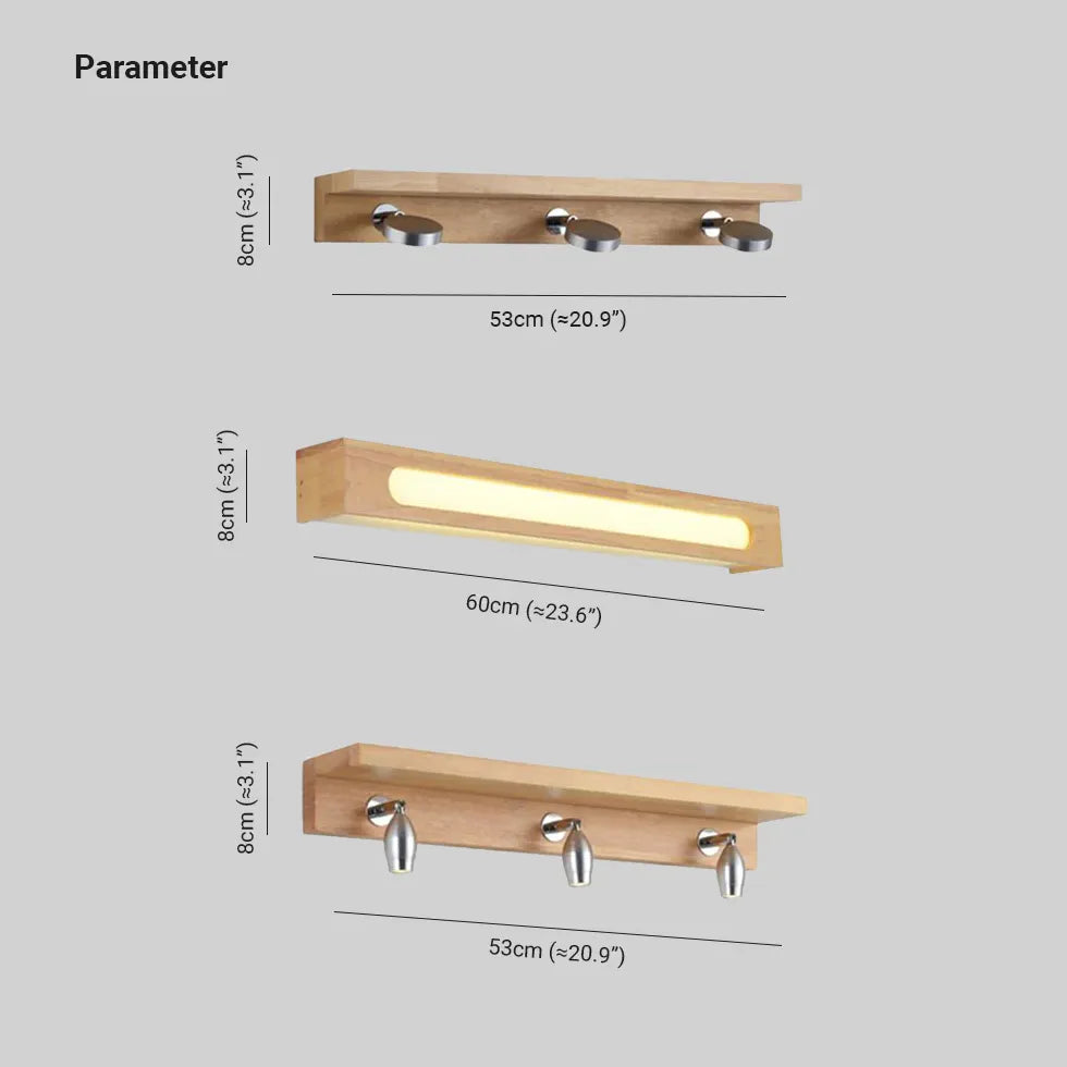 Brown Mirror Light For Bathroom Ozawa Wood Led