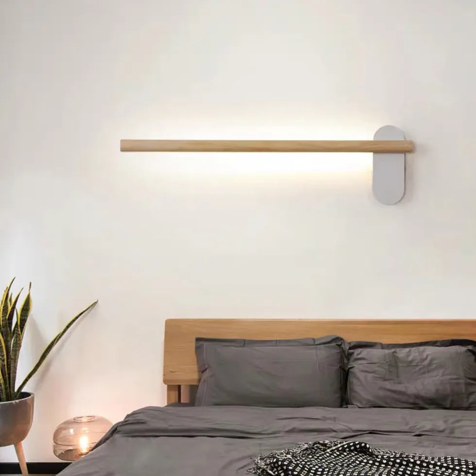 Flush Wall Light For Bathroom Linear Ozawa Wood Ip44 Led