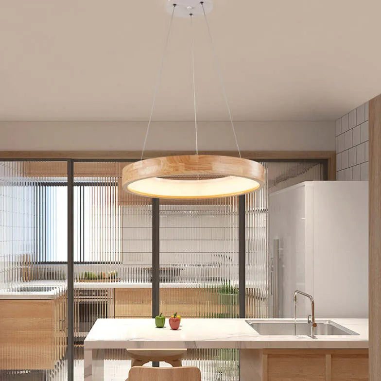 Ozawa Modern Ring Wood Pendant Light