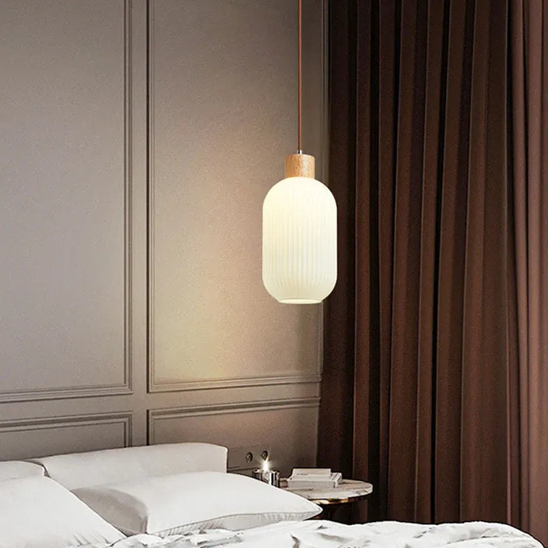 White Bedside Pendant Light For Bedroom Ozawa Wood