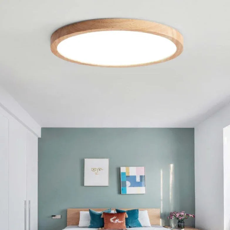 Flush Light For Bedroom Round Ozawa Wood