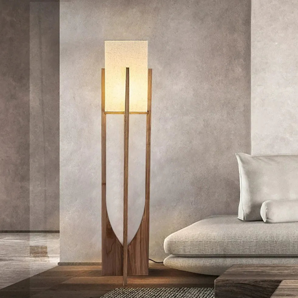 Floor Lamp For Study Room Rectangular Ozawa Wood Warm White Plug Led