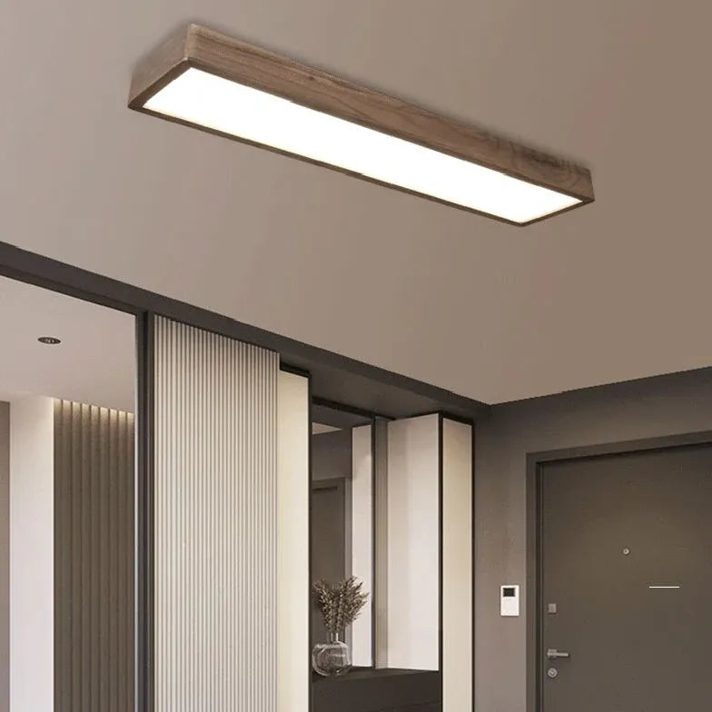 Flush Light For Bedroom Rectangular Ozawa Wood Led Ip20