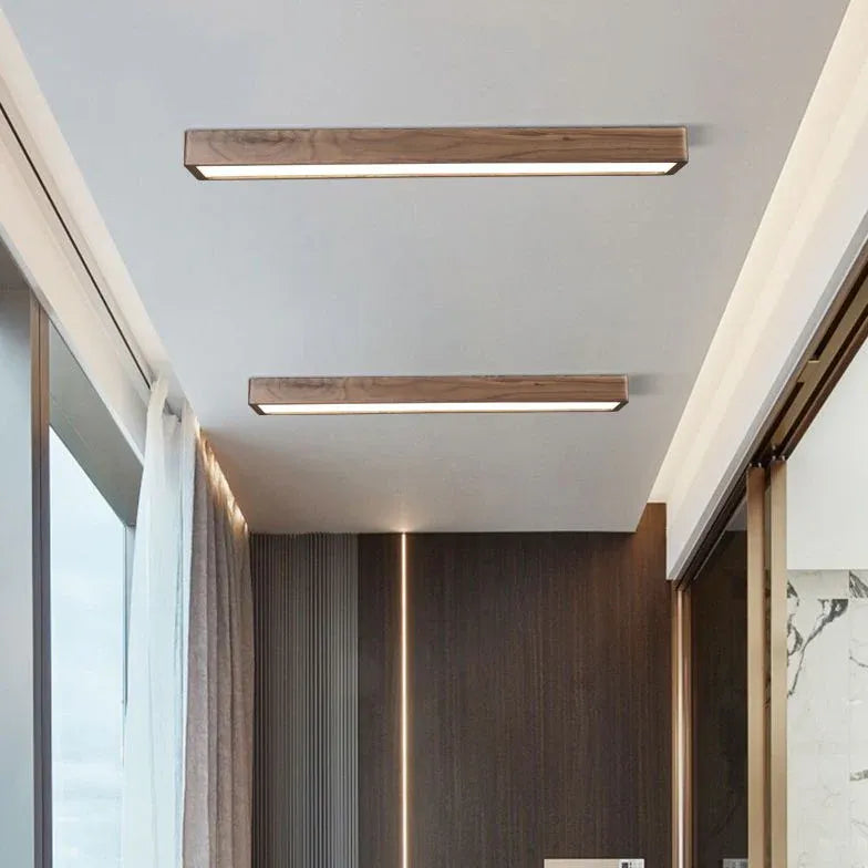 Flush Light For Bedroom Rectangular Ozawa Wood Led Ip20