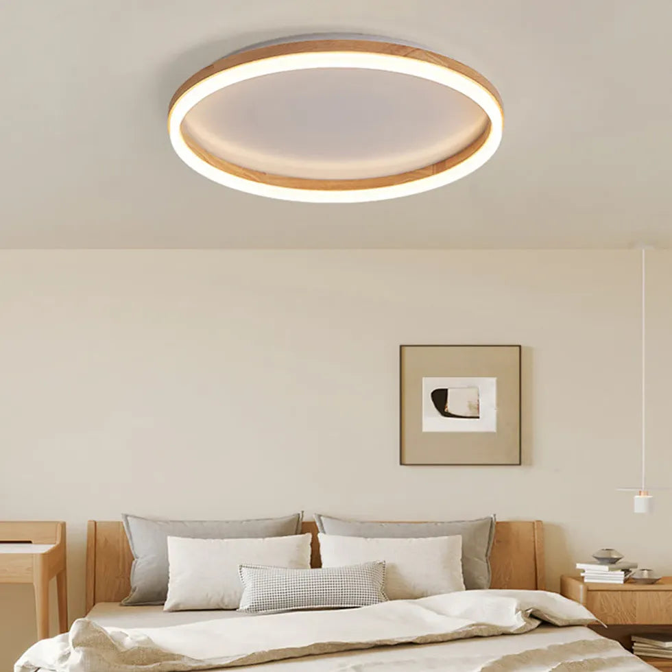 Low Ceiling Light For Bedroom Round Ozawa Wood Led Dimmable Ip20