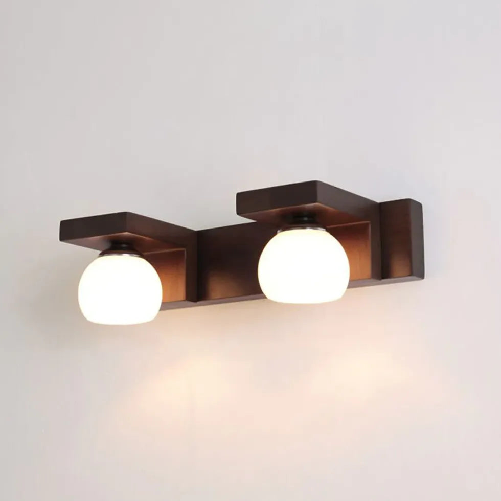 Brown Multi Arm Wall Light For Bathroom Ozawa Wood Bi-pin