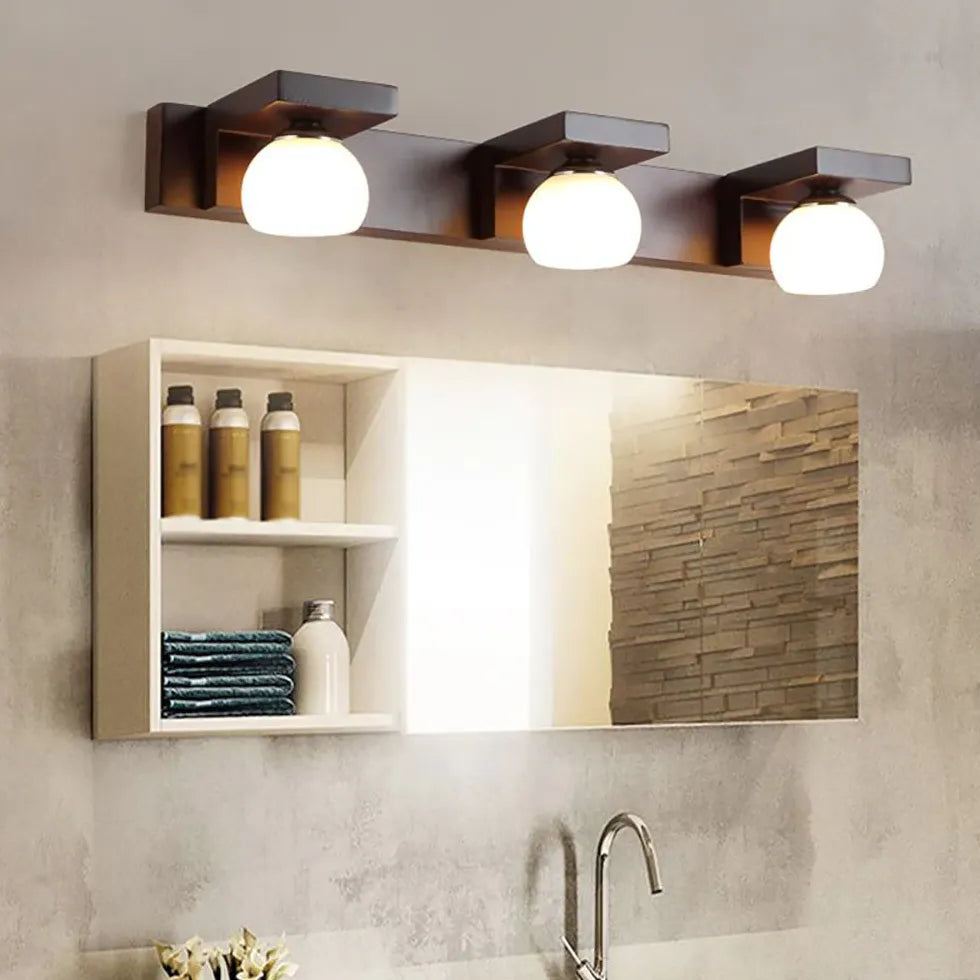 Brown Multi Arm Wall Light For Bathroom Ozawa Wood Bi-pin