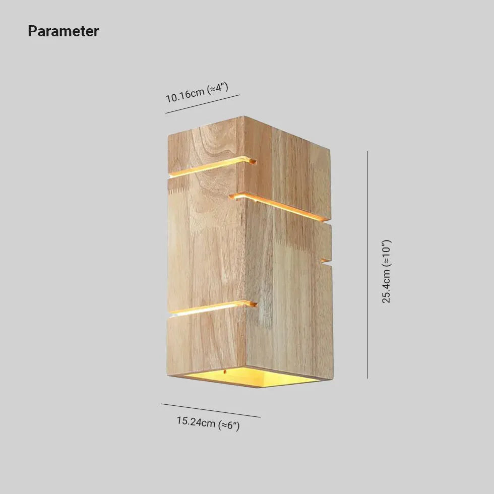 Eckige Wandleuchte aus Holz im nordischen Stil