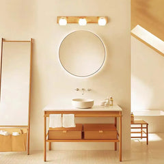 Multi Arm Wall Light For Bathroom Ozawa Wood Ip44 Led