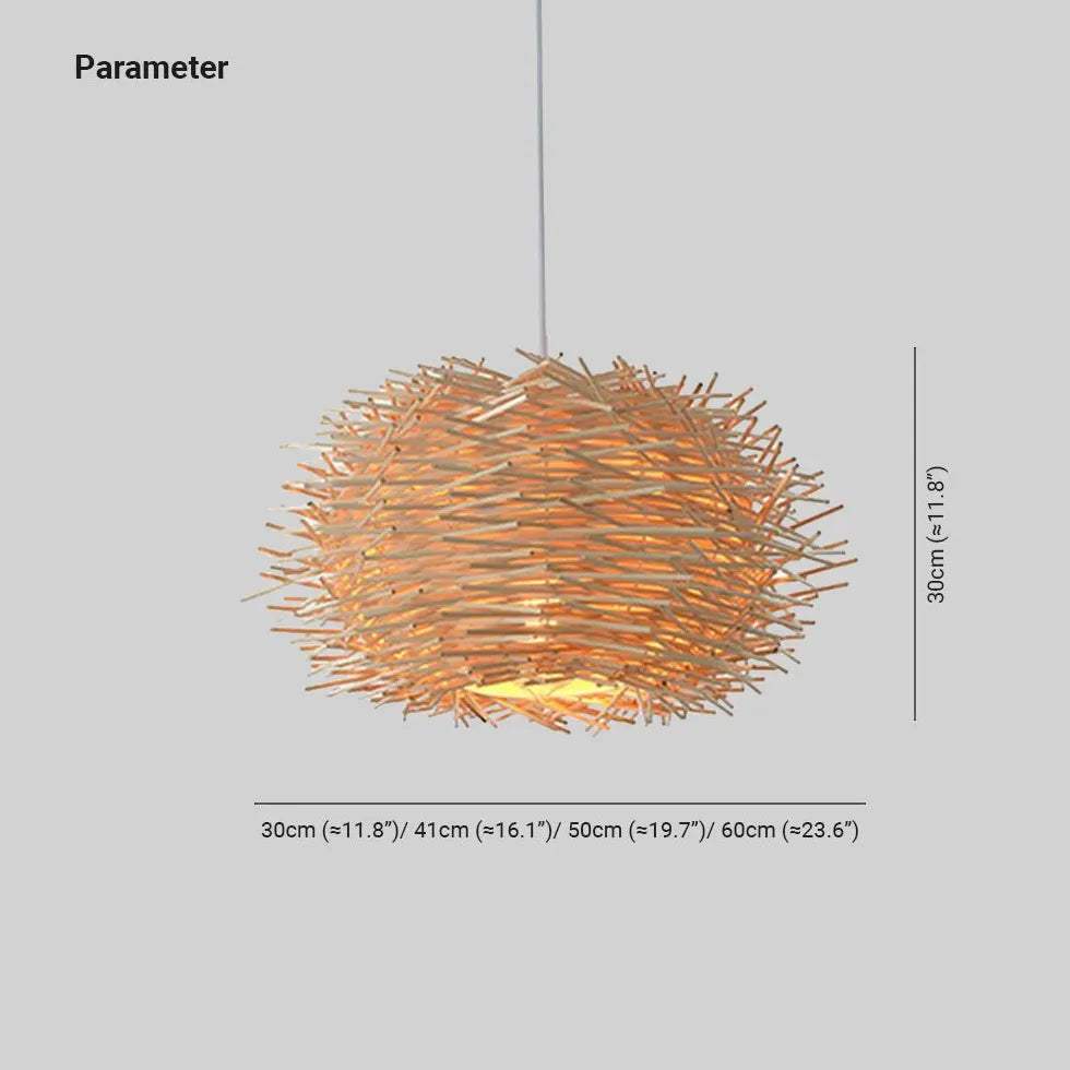 Brown Statement Pendant Light For Bedroom Ozawa Rattan Led Without Bulbs Ip20