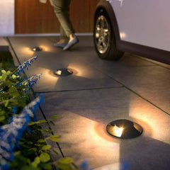 Black Deck & Ground Light Pena Metal & Glass Led Ip65 Outdoor Warm White