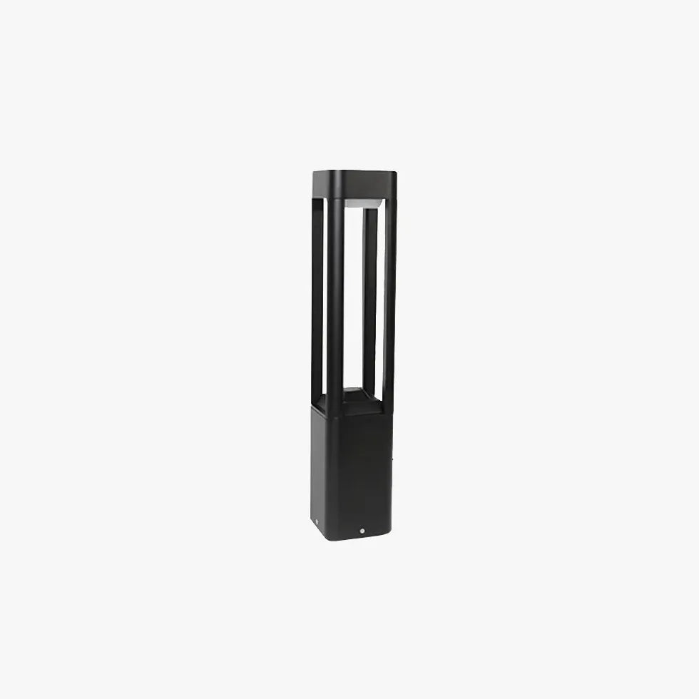 Black Pedestal Light Rectangular Pena Metal Outdoor