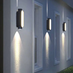 Black Up & Down Light Pena Metal & Acrylic Warm White Outdoor